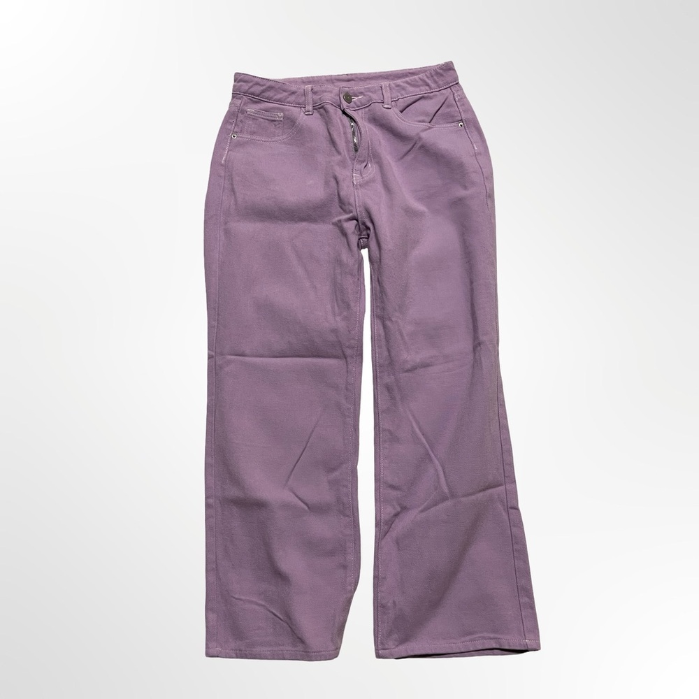 SHEIN Lilac Purple Straight Leg Jeans Women’s Large High Waist 5-Pocket